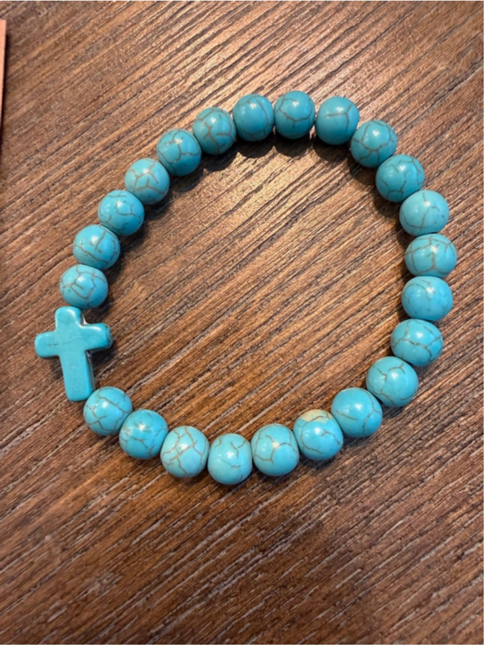 Unbranded Turquoise Beaded Cross Bracelet One Size
